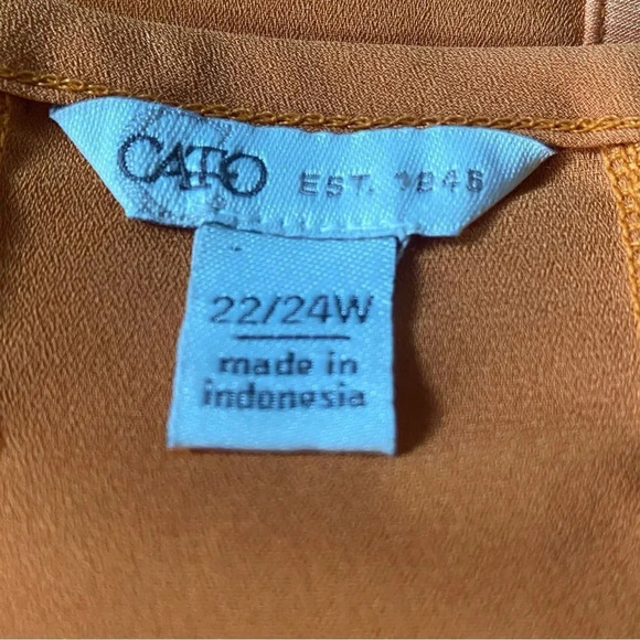 Cato 22 24W 2X Top Shirt Orange Solid Short Sleeve Scoop Neck Stretch Casual P11 - Picture 8 of 8